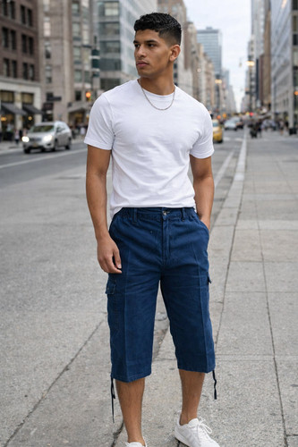 Mens denim elasticated - denim, 3/4