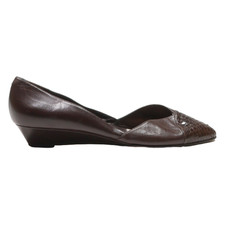 ANNE KLEIN Ballet Shoes Brown Leather Womens UK 7.5