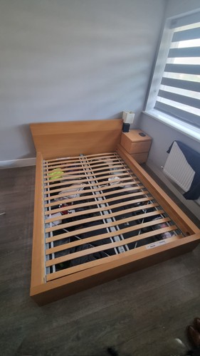 Ikea wood bed - ikea, double