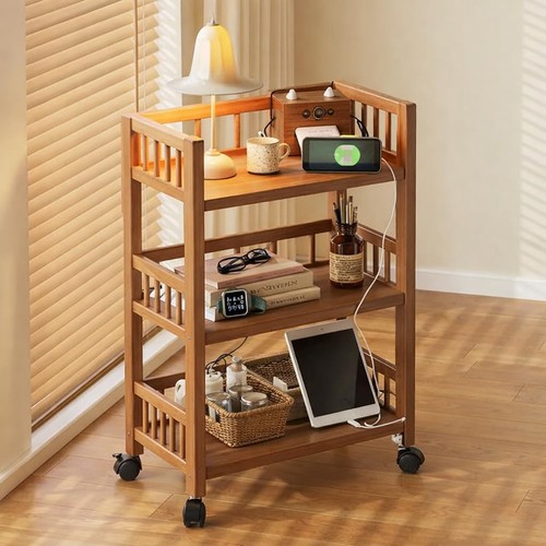 Tier bamboo rolling storage - bamboo,