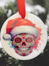 Sugar Skull Ceramic Ornament