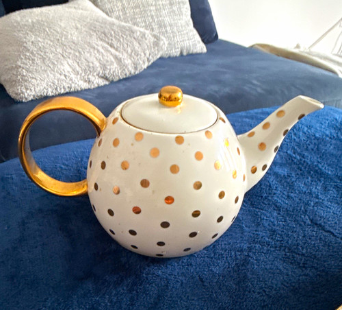 White gold ceramic polka - white,