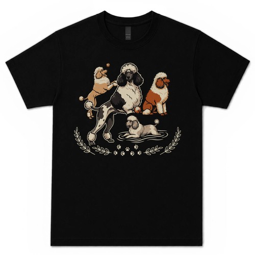 Parti colour poodle shirt - poodle, t-shirt