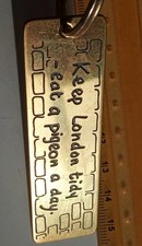 VINTAGE Metal Keyring Food Alcholic Drink keep London tidy eat a pigeon bird 