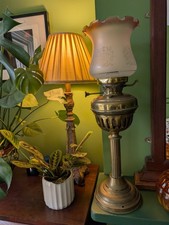 vintage antique brass oil lamps
