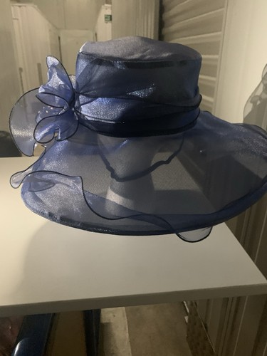 Elegant blue ladies church hat - elegant,
