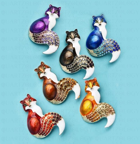 Cute fox colourful brooch pin - colourful,