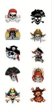 50 pirate stickers, 10 designs, party supplies, party bag, party decoration