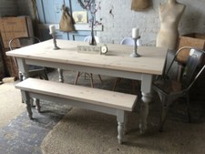 6ft set farmhouse table and - set:,
