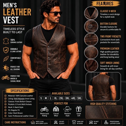 Men distressed brown genuine - men's,