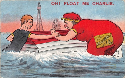 Postcard comic fat lady - lady, theme