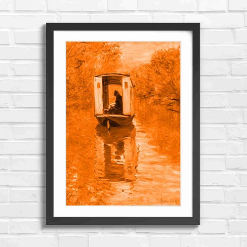 Impressionist barge boat - barge, on