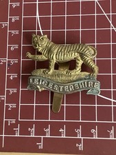 British Army Leicestershire Regiment Cap Badge Brass Tiger Design