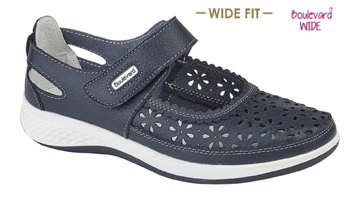 Ladies boulevard navy wide - boulevard, eee