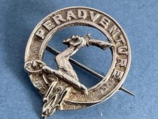 GOOD VINTAGE SCOTTISH SOLID SILVER "ELLIOT" CLAN BADGE / BROOCH EDINBURGH 1956