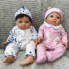 Tiny Treasures Weighted Twin Soft Body Dolls Open/ Close Blue Eyes
