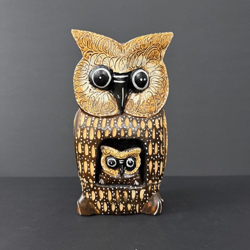 Hand carved wooden owl - wooden,