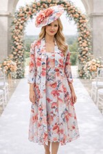 CHESCA Floral Chiffon DRESS &
