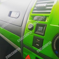 VW Volkswagen T5 Camper Dual USB Phone Charger Dash Blank Switch F RED