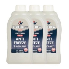 3x BLUECOL Universal Top-Up Cleaner Antifreeze And Coolant For All Engines 1L