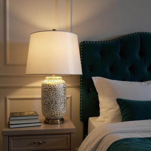 Cream ceramic table lamp with - cream,