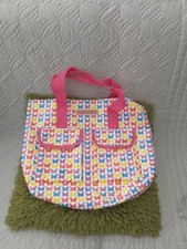 RARE BNWOT JANE NORMAN BUTTERFLY TOTE SHOPPING BAG  POLYESTER WIPE CLEAN 16"...