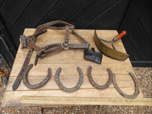 Old leather horse - tack, /