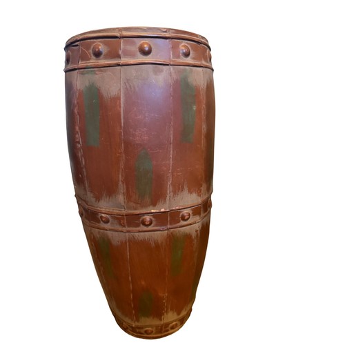 Rustic distressed metal barrel - metal,