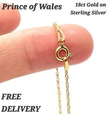 18 ct Gold Chain Necklace on 925 Sterling Silver Curb Rolo Ball Singapore