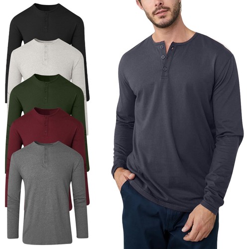 Mens henley plain - plain, long