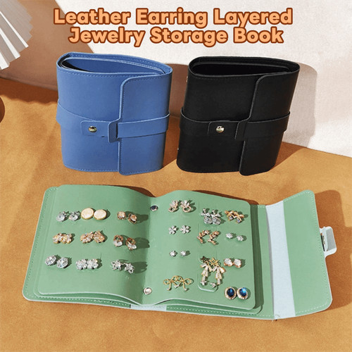 Leather earring layered - leather,