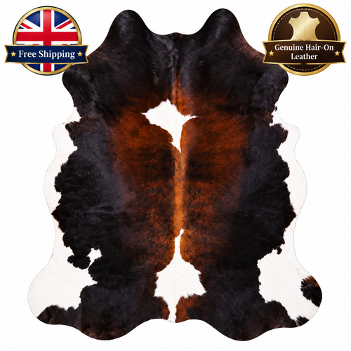 Black brown white cowhide - black,