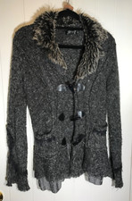 Jumbo Grey Wool-blend Cardigan with Toggles.  Size M/L