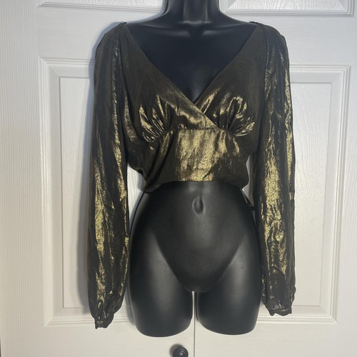 Bebe cropped faux wrap shirt - faux,