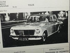 VAUXHALL VELOX 1957  RARE POLICE IDENTIFICATION SHEET MANUAL HANDBOOK BROCHURE
