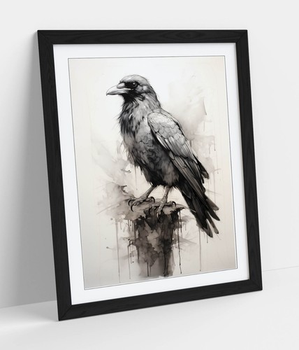 Charcoal style raven crow - charcoal,