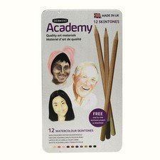 Derwent Academy Watercolour Flesh Skin Tones Pencils - 12 Tin Skintones 