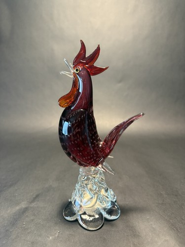 Murano glass rooster labeled - rooster!,