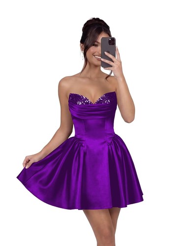 Strapless satin homecoming - satin,