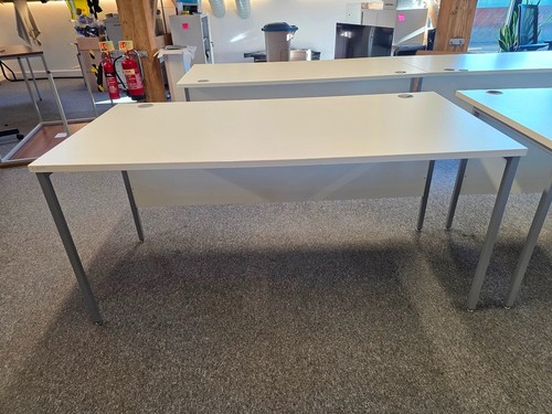 White rectangular office desk - white,