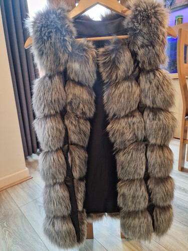 Grey faux fur gilet sleeveless - fur,