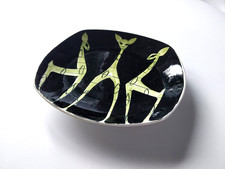 VINTAGE 8" STAVANGERFLINT CERAMIC BOWL ABSTRACT GIRAFFES INGER WAAGE MCM NORWAY 