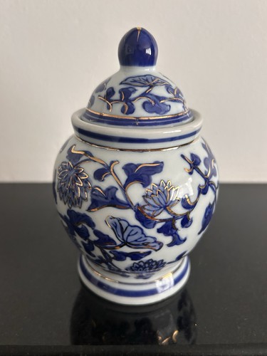 Blue and white - white, ginger