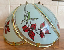 Glass Ceiling Lamp Shade Six Panels Red Iris Detail No Electrical Work Needed