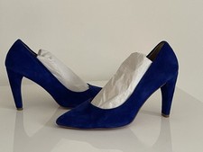 Moda in Pelle Women's Electric Blue Suede High Heeled Court Shoes Size 5.5