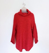 Sandwich Wool Jumper Size S Red Backless Roll Neck Knit Oversized Slit Cut Out