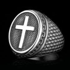Outlaws Amsterdam Stainless Steel Cross Ring Biker Ring Size 14 NIB