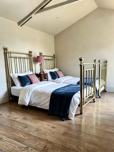Pair brass single beds - brass, beds.