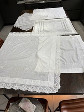 5 Job Lot Small Medium Table Cloths Cotton Linen Crochet Embroidered Vintage