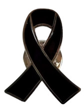 Black Ribbon Pin Badge - Mourning Memorial Funeral pin badge - Free postage